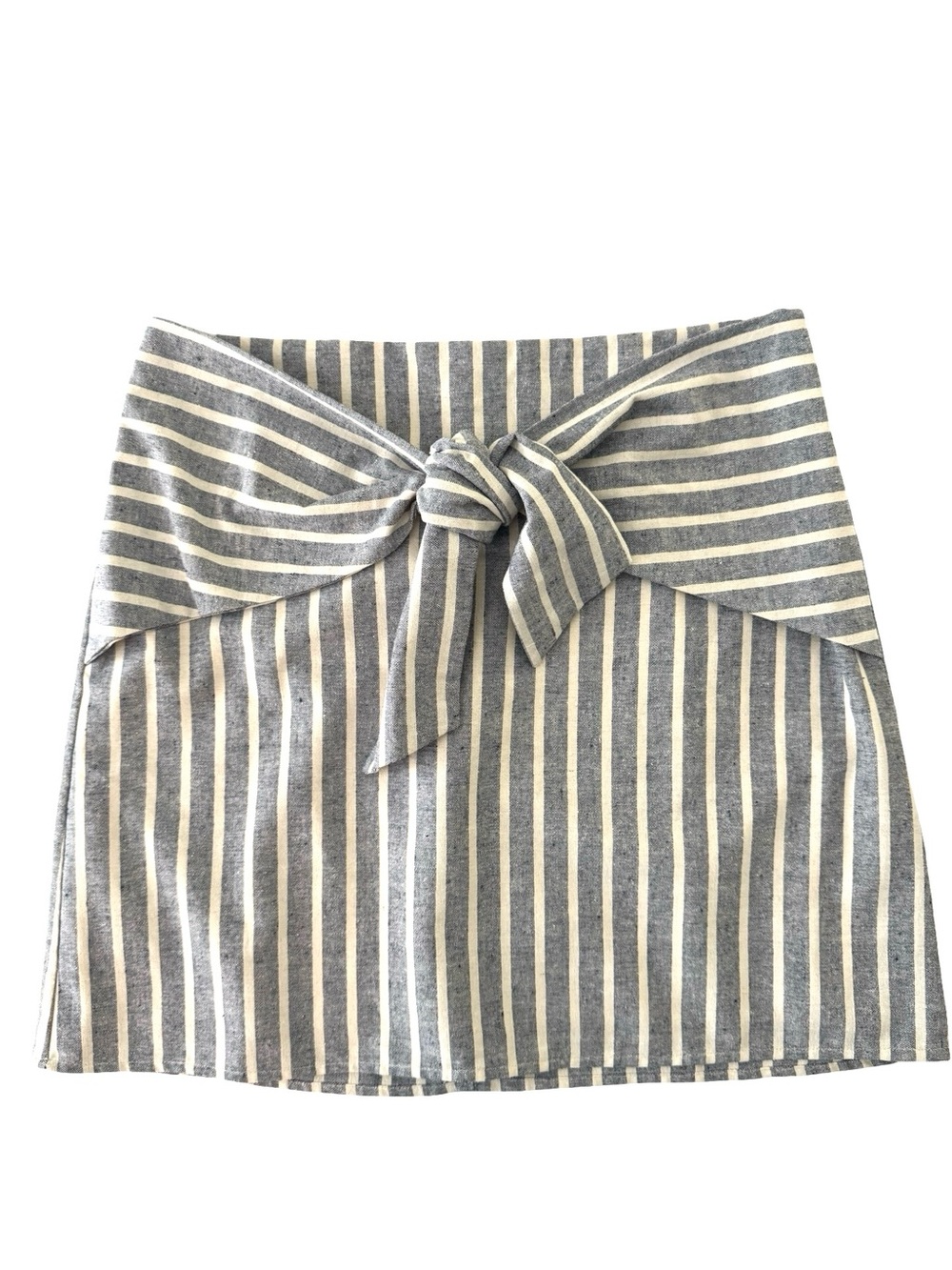 Altar'd State Women's L Linen Blend Striped Tie Front Mini Skirt Coastal